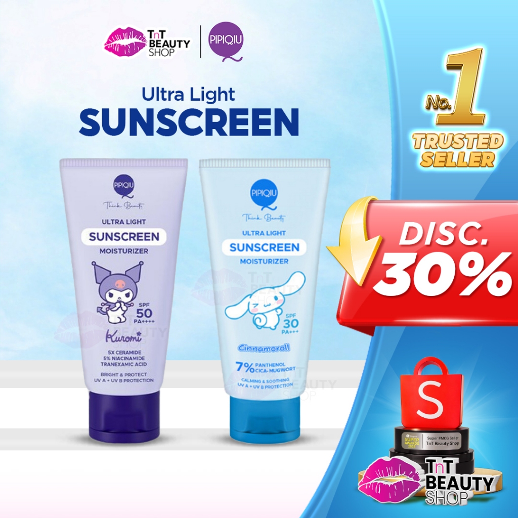 Pipiqiu Ultra Light Sunscreen Moisturizer Calming & Soothing Spf30 Bright & Protect Spf50 TnT Beauty