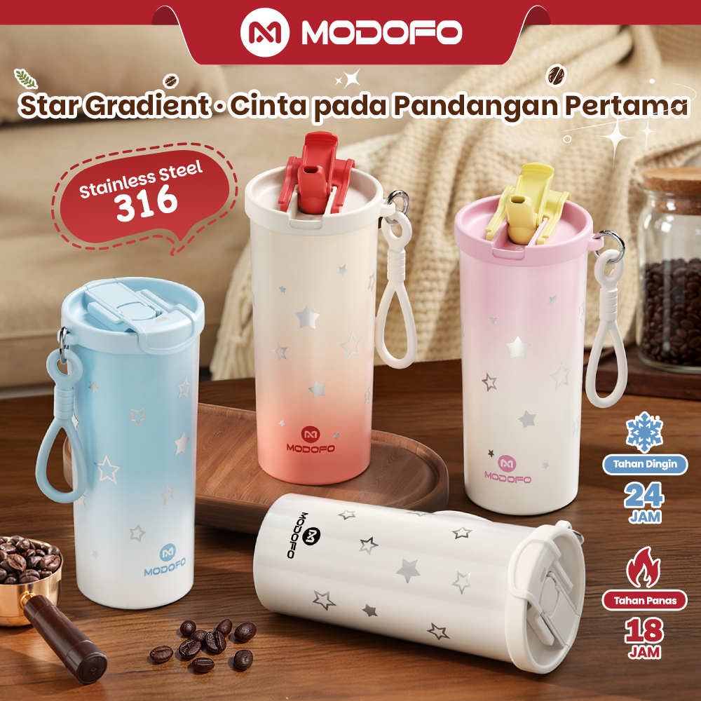 MODOFO Tumbler Stainless 500ml Botol Minum Aesthetic Tumblr Tahan Panas Dingin 24 Jam Termos Air Pan