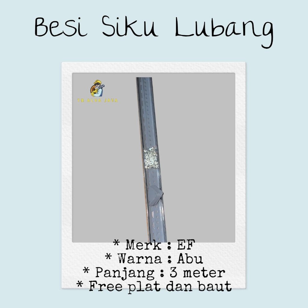 (1 DUS) EF Besi Siku Lubang / Rak Siku Lubang Serbaguna warna abu 11 kg 3 meter