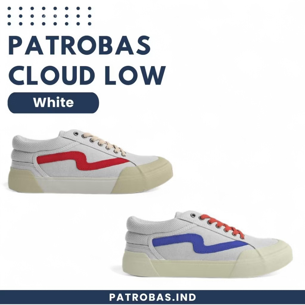 PATROBAS Cloud Low White Red Blue Original Sepatu Patrobas Jawa Tengah