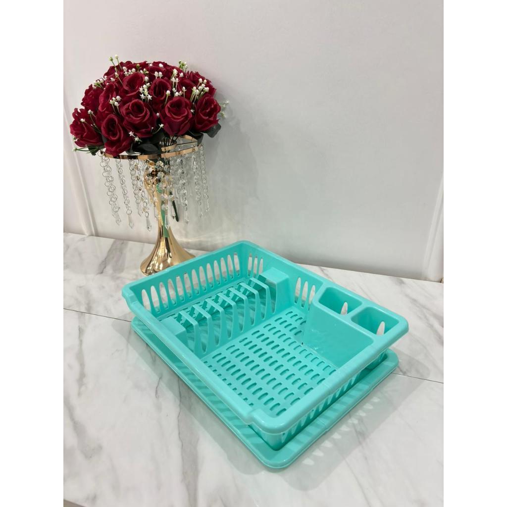 Rak Piring Lovenia - Rak Dapur Tatakan Piring Basah - Dish Rack dengan Nampan / Rak Cuci Piring