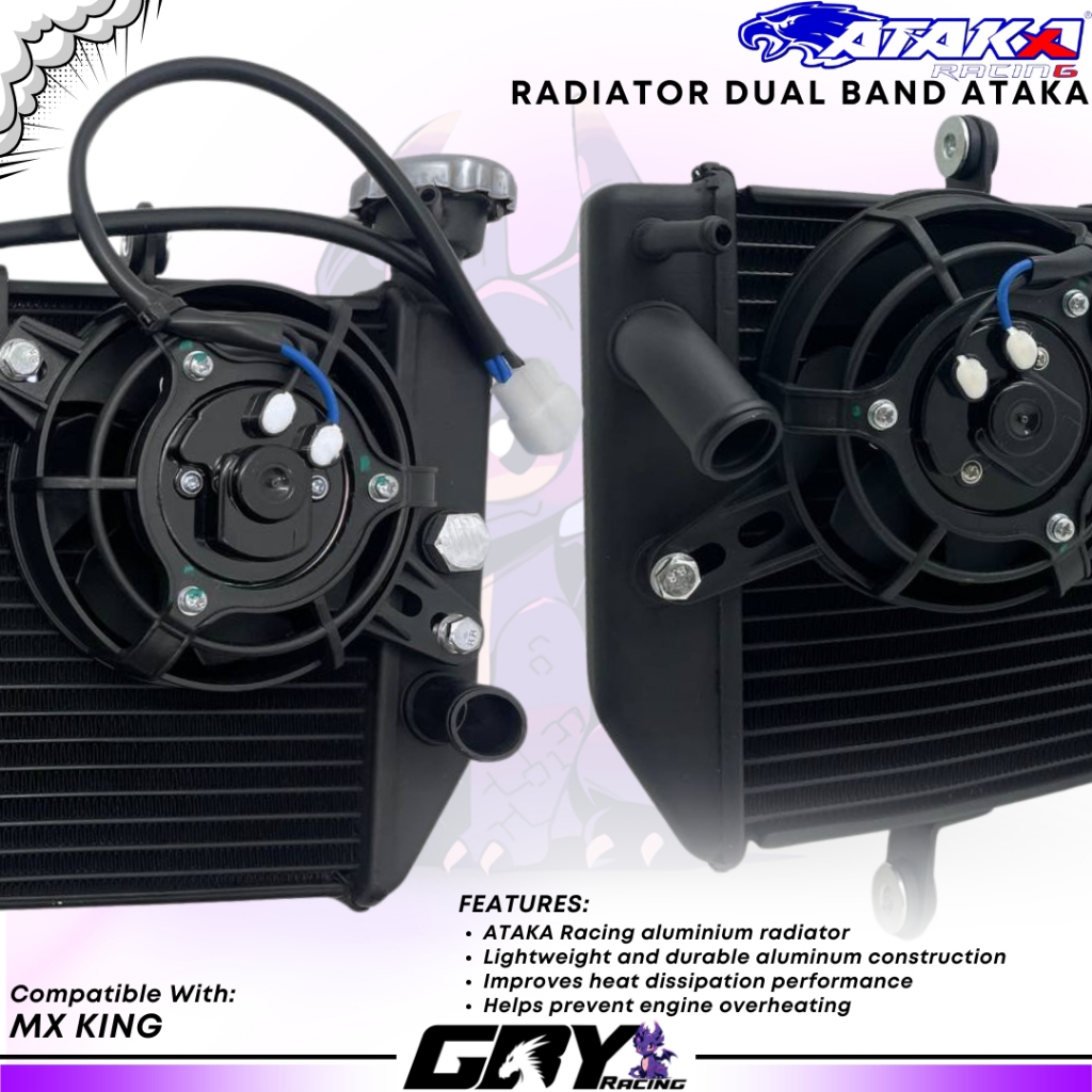 ATAKA Racing Aluminium Radiator Dual Band Y15ZR 540mL – Radiator MX King Original Ataka Malaysia