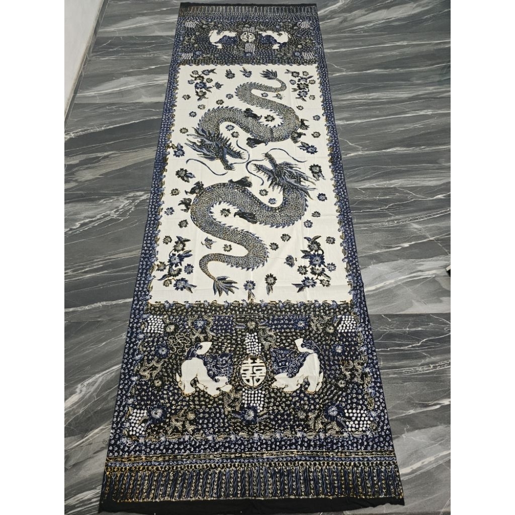 Kain batik tulis khas Lasem Jawa Tengah selendang batik tulis asli tidak bisa luntur motif naga