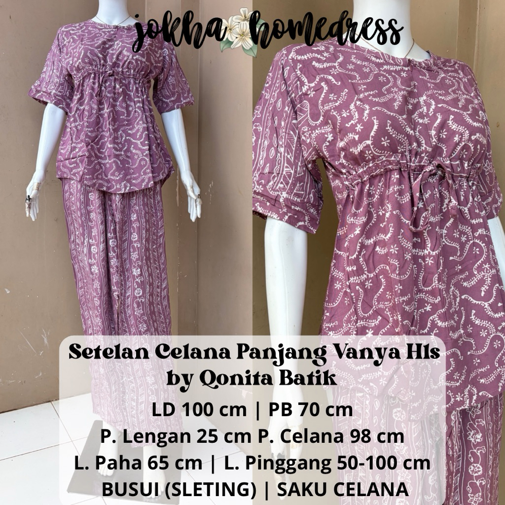 Setelan Celana Panjang Busui Sleting Hls by Qonita Batik Pekalongan