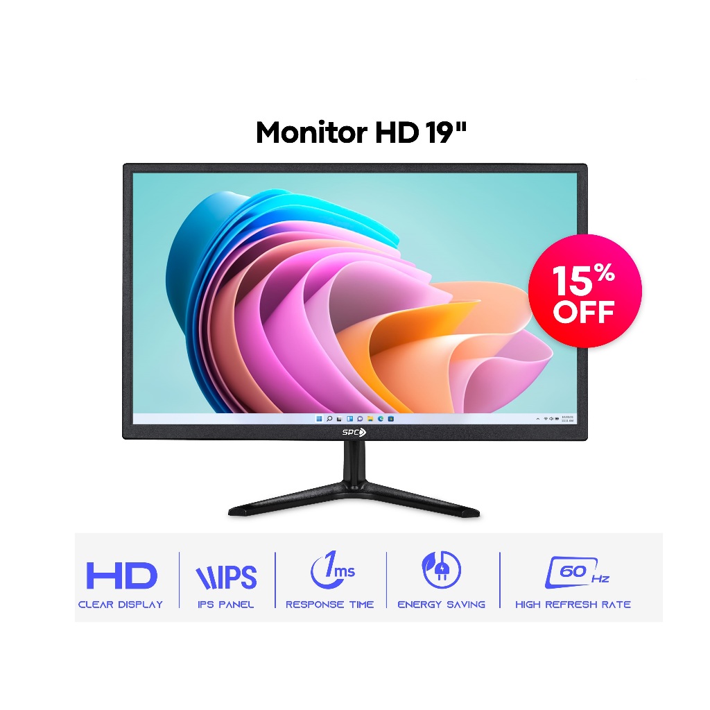 Spc 19" inch Led Monitor 19 INCH SM-19HD IPS HD 720P Ready Stock