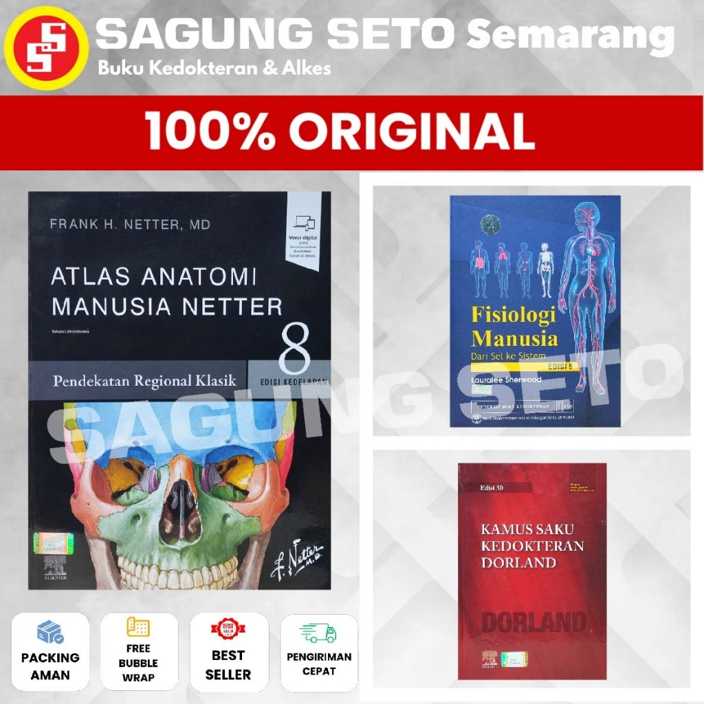 PAKET BUKU NETTER ATLAS ANATOMI, FISIOLOGI SHERWOOD, KAMUS SAKU DORLAND / PAKET BUKU MAHASISWA BARU