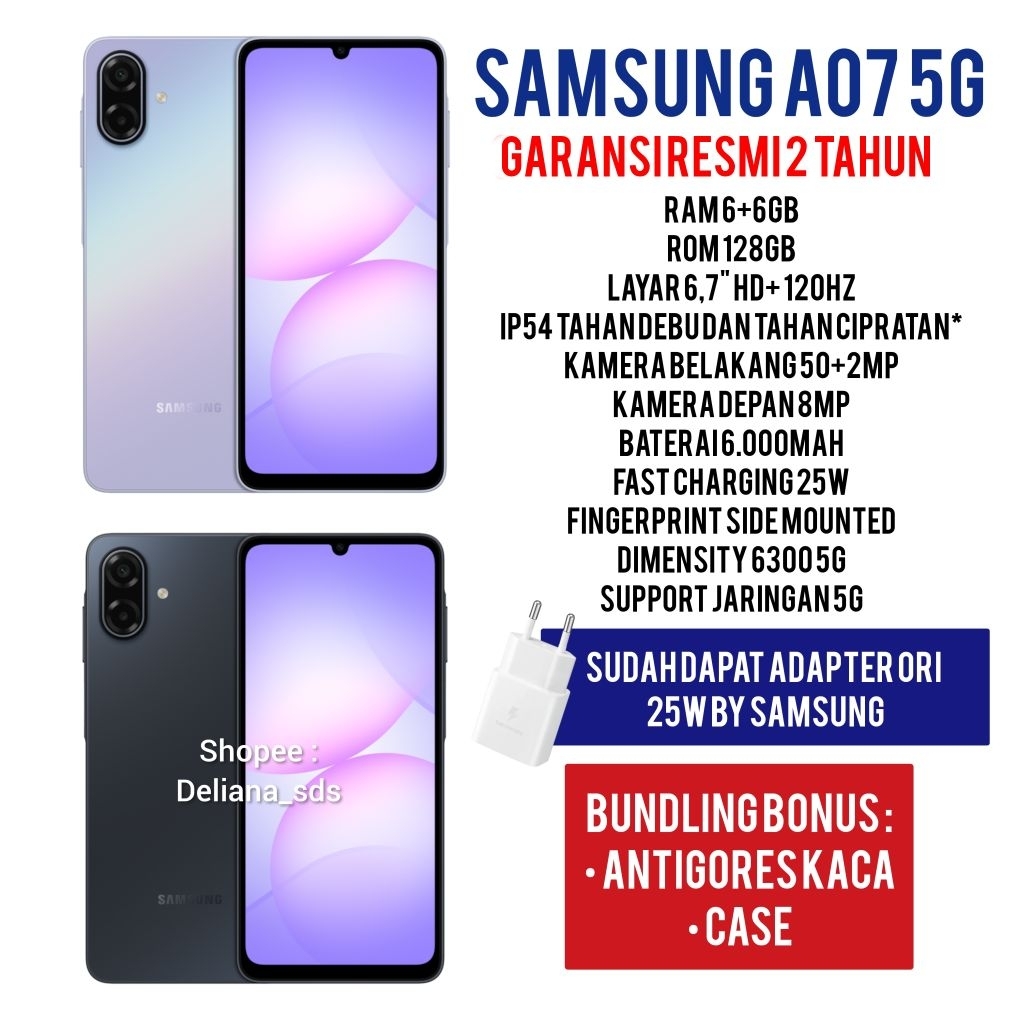 Samsung A07 5G 6/128 6+6/128 12/128 Garansi Resmi 2 Tahun Samsung A07 5G 6+6/128 Samsung A07 5G 12/1