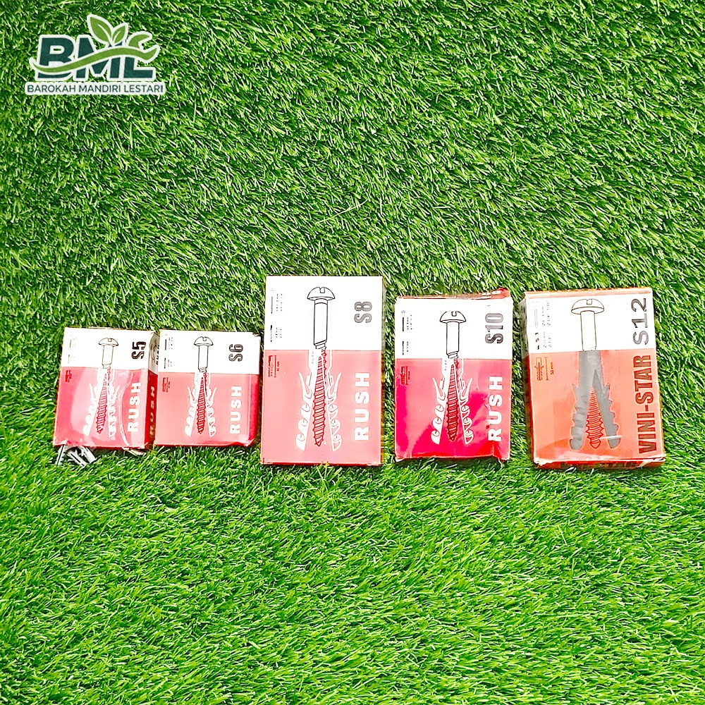 (PER KOTAK) FISHER PLASTIK UKURAN LENGKAP S5 S6 S8 S10 S12 / WALLPLUG PENGUNCI SEKRUP DINDING S5 - S