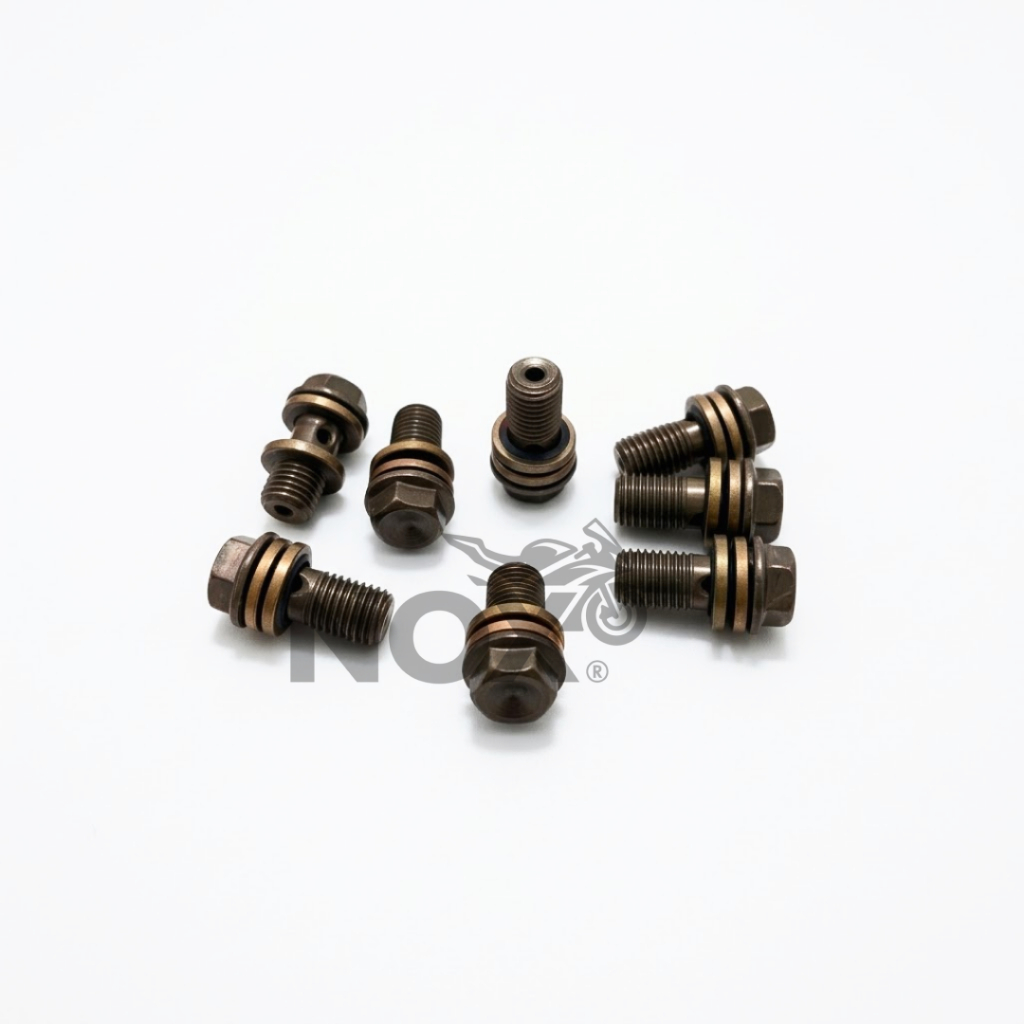 Baut Selang Rem Cakram M10 Drat Kasar Nepel Rem Motor + 2 Ring Seal Universal Baut Banjo Brake Hose 