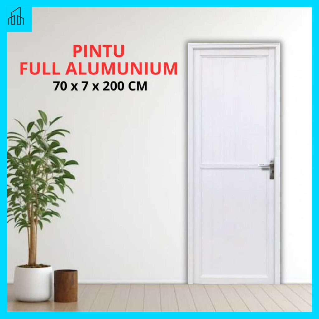 [Pintu Full Alumunium ] Kamar Mandi Putih Coklat | Full Panel + Bukaan Kanan/Kiri Fullset