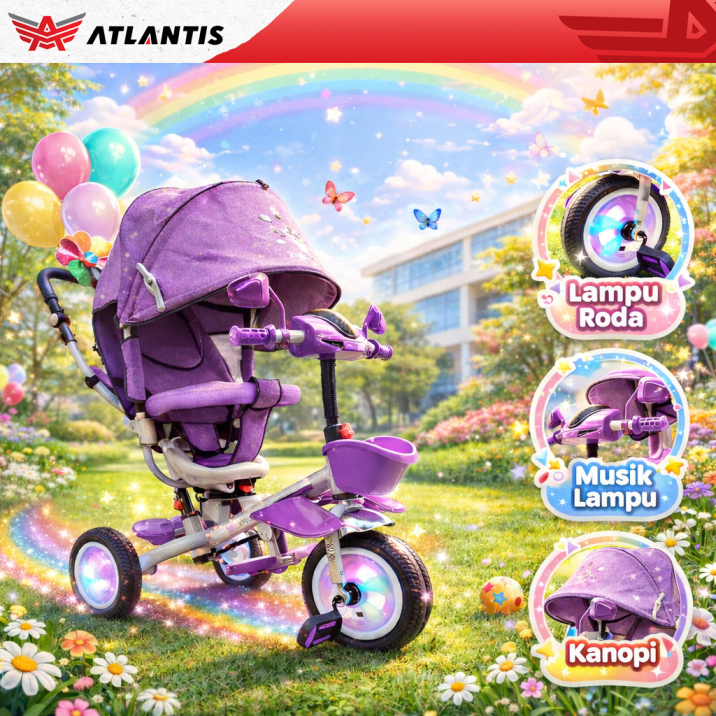 Sepeda Anak Perempuan / Sepeda Tricycle / Sepeda Anak / Sepeda Anak Roda Tiga Tricycle TC AT 25 Whee