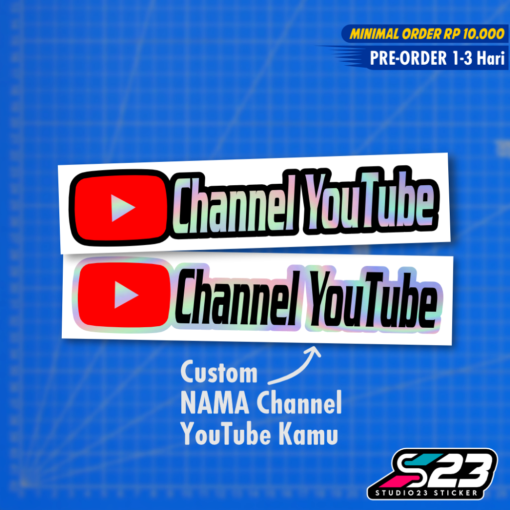 Stiker Cutting nama channel YouTube Custom Hologram