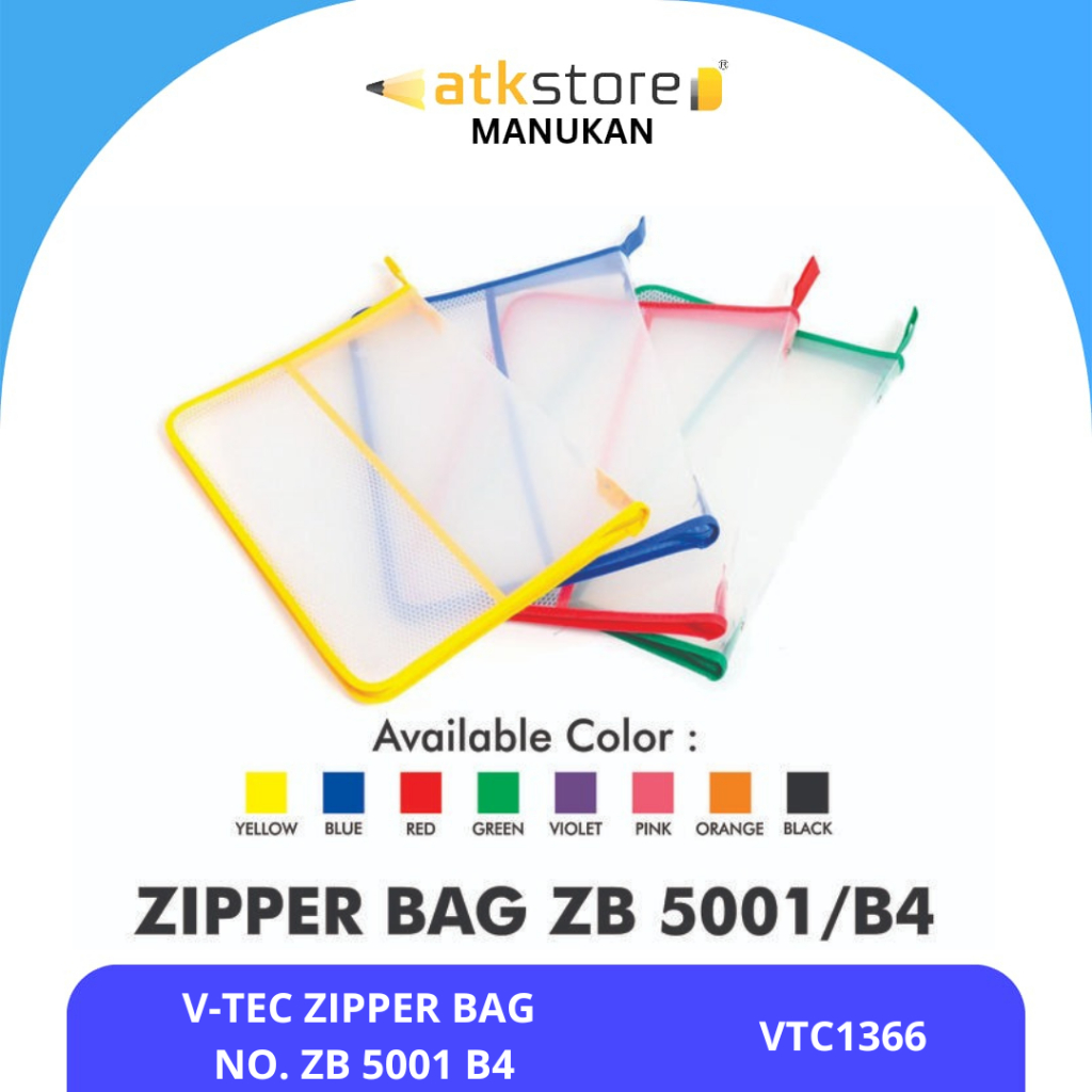 V-TEC Zipper Bag ZB 5001/B4 Map Jaring Resleting Plastik Ukuran Besar