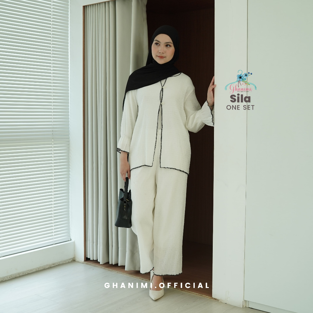 Ghanimi – Silla Oneset / Oneset Wanita Elegan / Set Atasan & Celana Muslimah / Outfit Kondangan Wani
