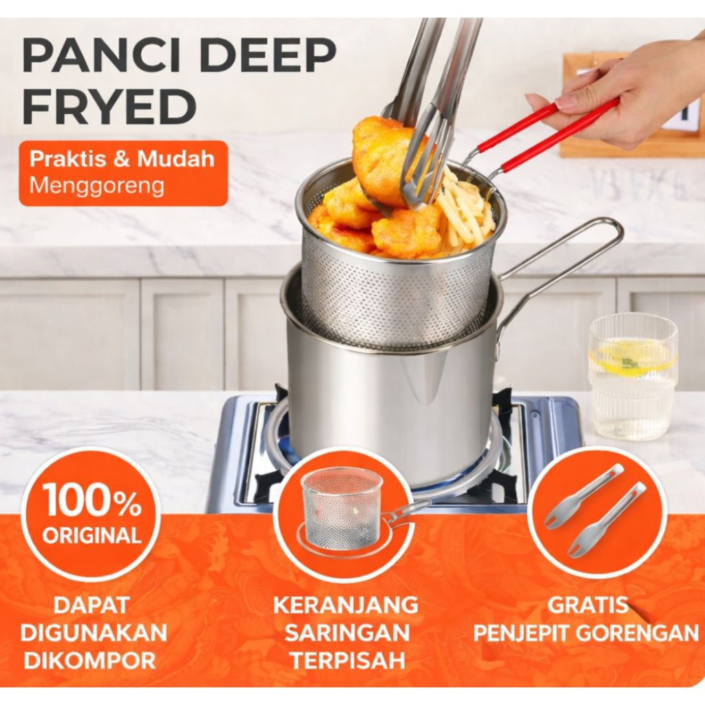 Panci Kecil Khusu Rebus Mie / Deep Fryer Pan Kecil / Panci Multifungsi / Ukuran 13x12x12
