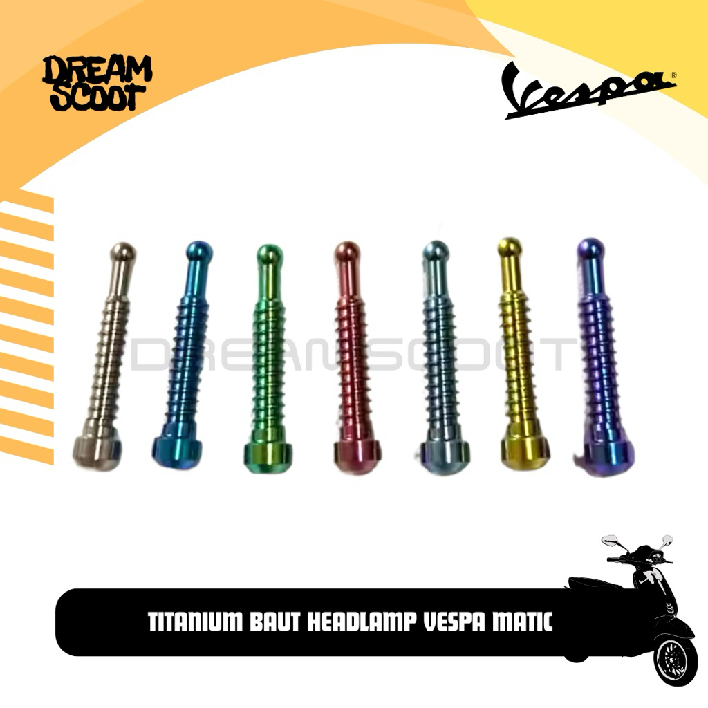 Baut Headlamp Titanium stelan headlamp Vespa Matic Vespa sprint vespa primavera Vespa S Vespa LX Ves