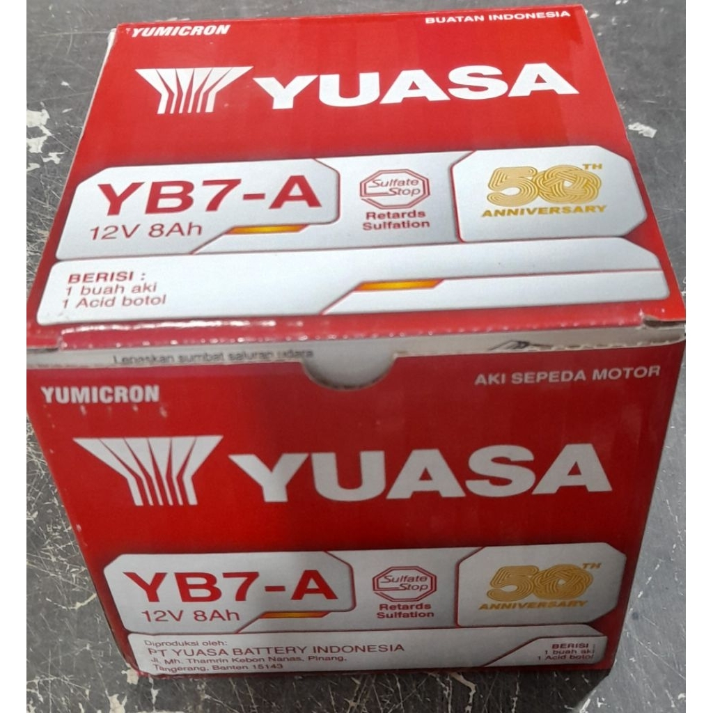 Aki Type YB7-A Basah untuk Suzuki Thunder, dll Merk Yuasa