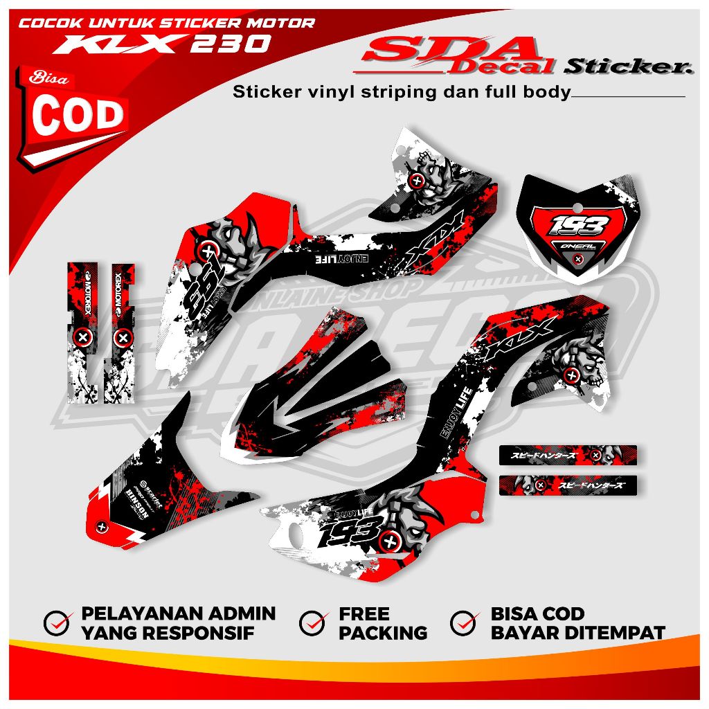 Decal Stiker KLX 230 Full Body - Sticker Decal KLX 230 Full Body Bisa Custom Nama Dan Nomer SDA.02