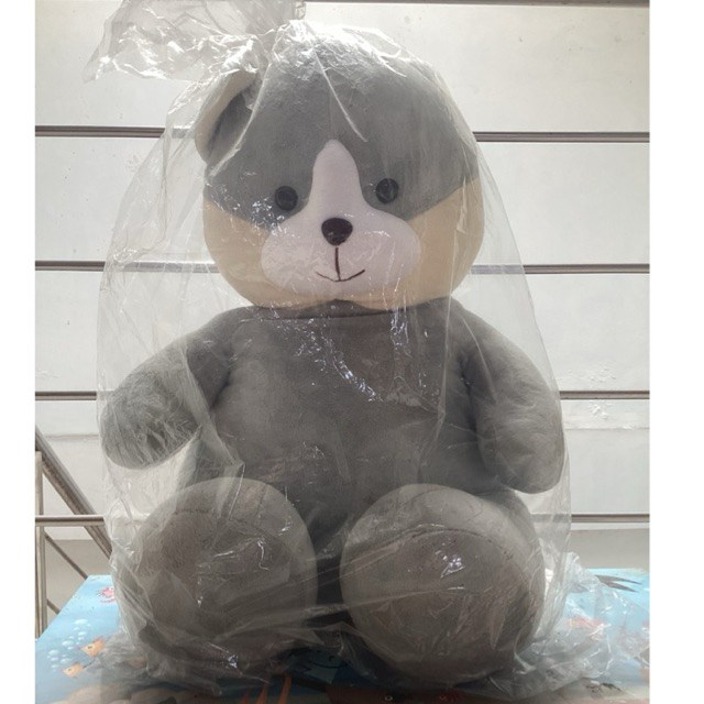 Boneka Anjing abu abu ukuran L