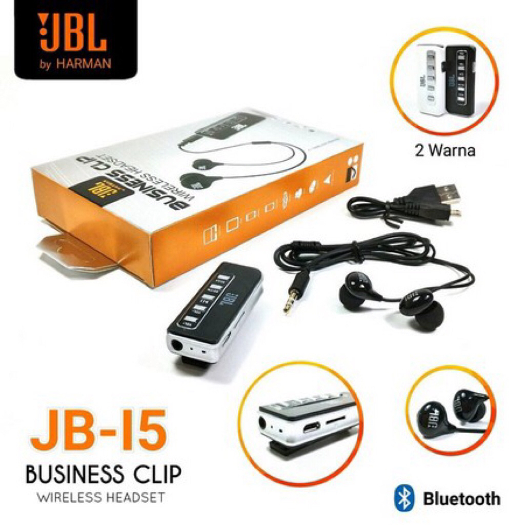 Headset Bluetooth JBL Wireless Receiver Bluetooth Audio Multifungsi Original JBL-15