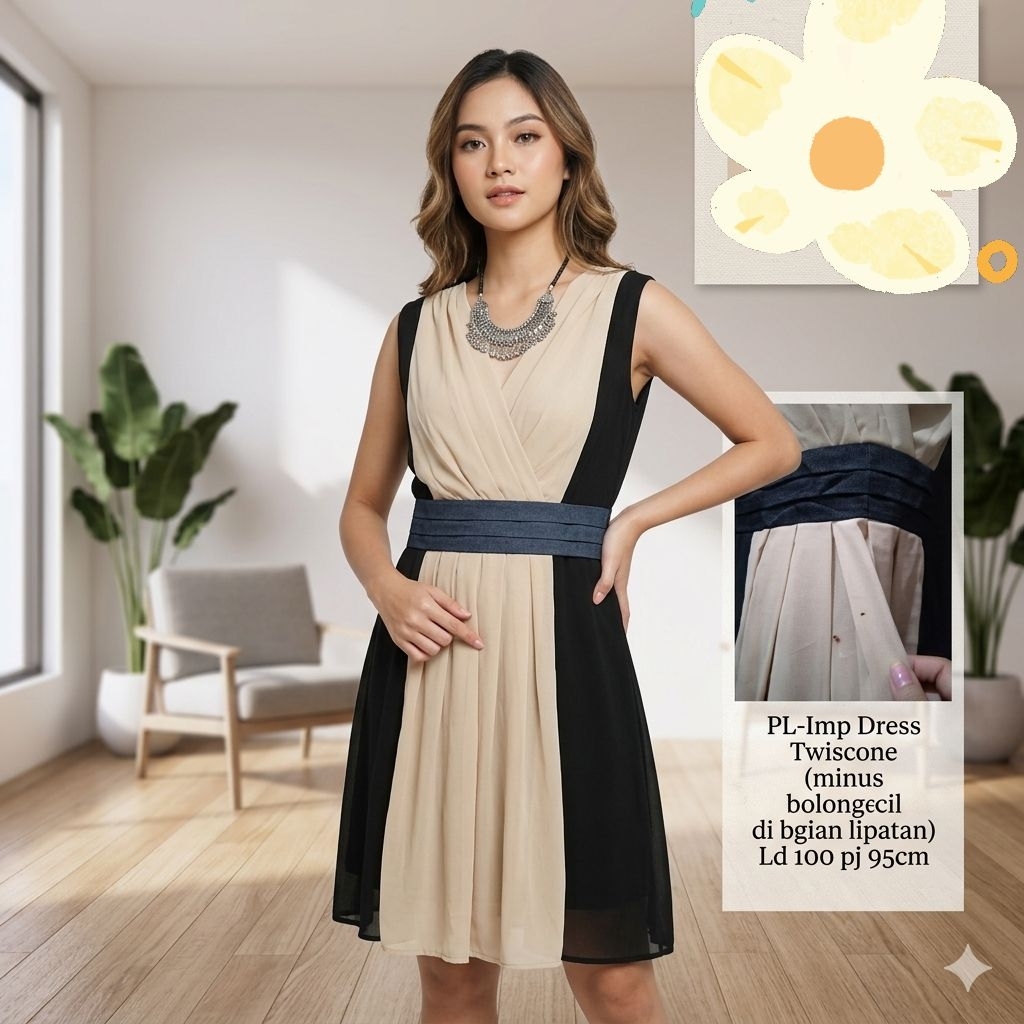 Lye-OS Dress Maxi Cansi Coksu mix Hitam Casual