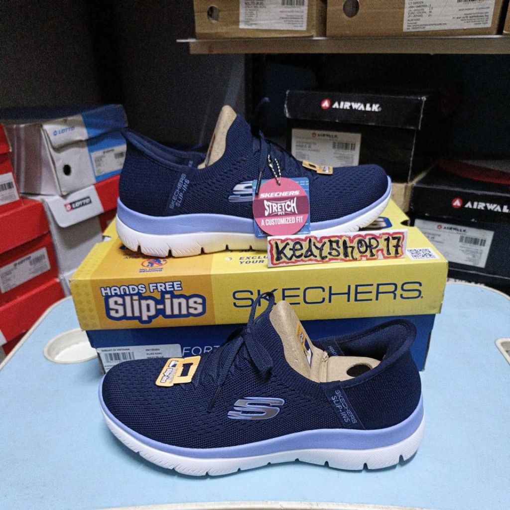 Sepatu Skechers 150263/NVBL Summits New Daily Navy Blue Slip ins Original Resmi sport station