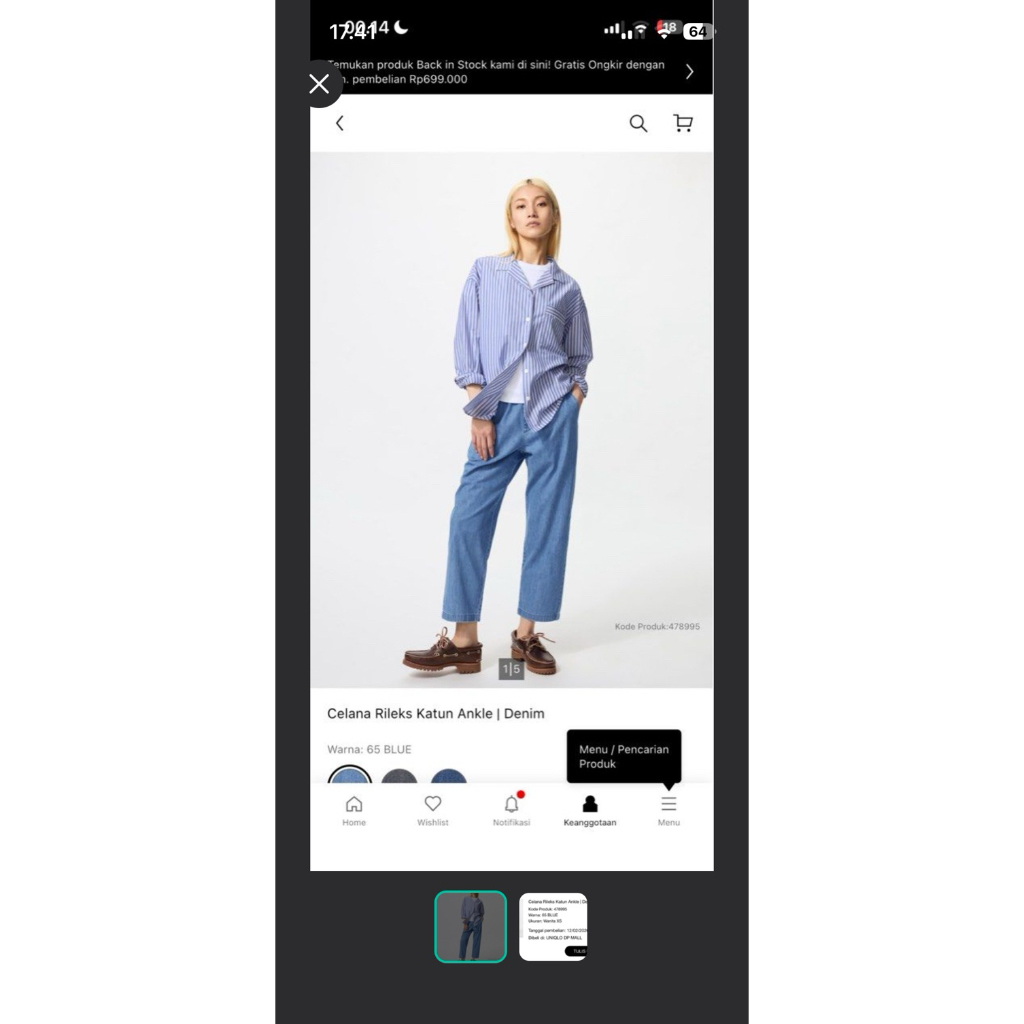 celana katun rileks uniqlo XS