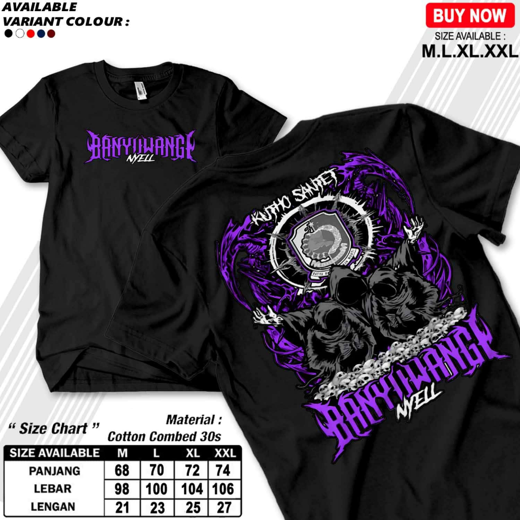 Kaos Kota Banyuwangi Terbaru Katun DTF Nyaman Kutho Santet Corak Ungu Bisa Cod 2025