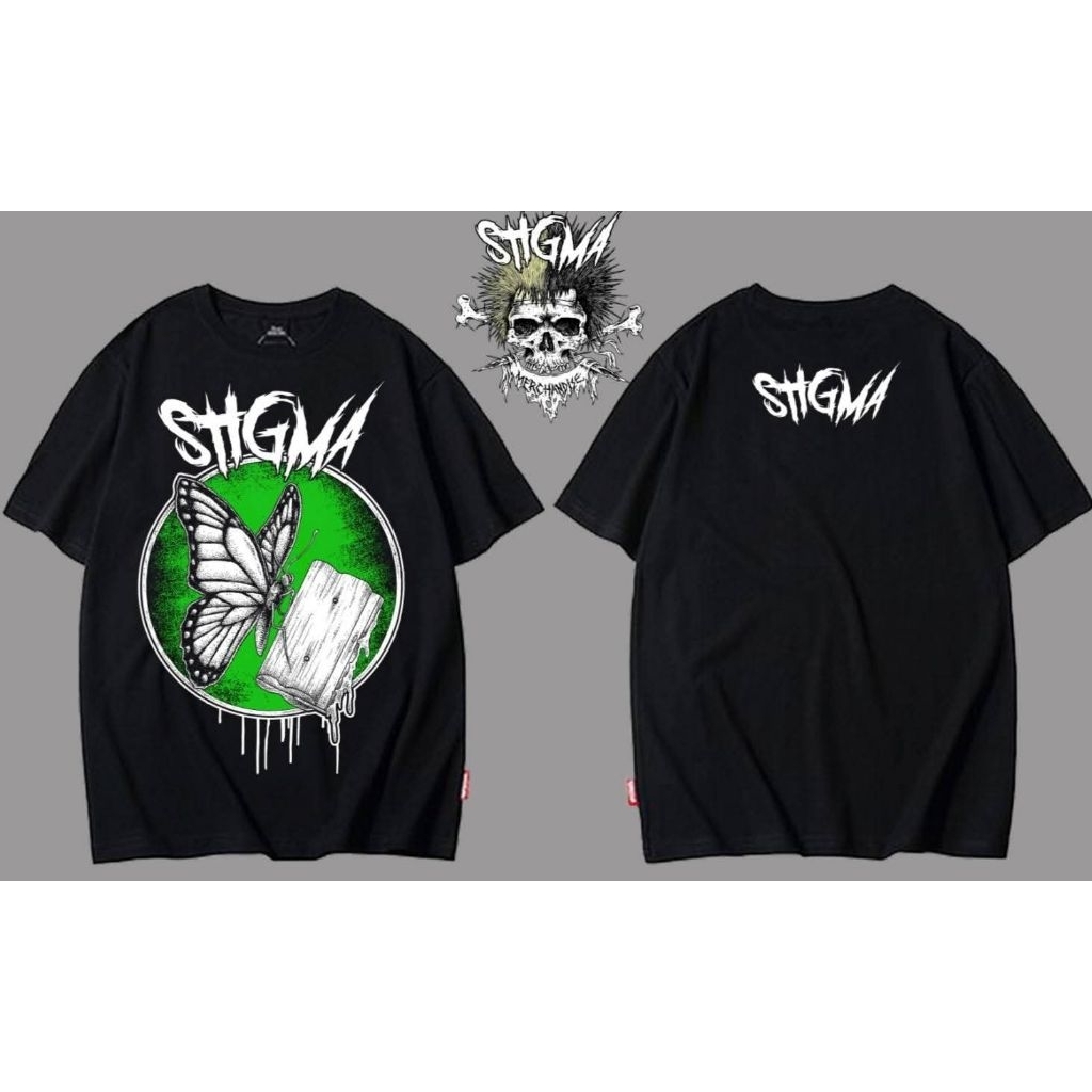 Kaos baju T-shirt Original STIGMA MERCH bahan cotton combed reaktif 24S warna hitam lengan pendek sa