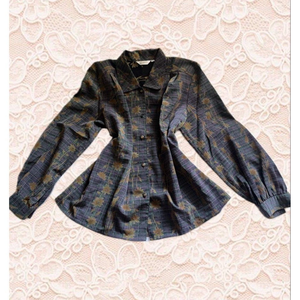 Atasan Potara Vintage Flower Blouse 90s tops wanita
