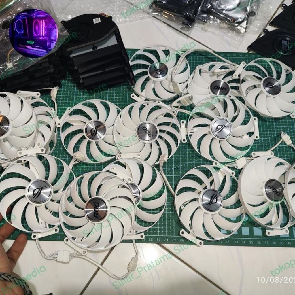 Fan Asus Rog Strix RTX 3070 3080 3090 95mm 7pin White Edition OEM PUTIH Gundam