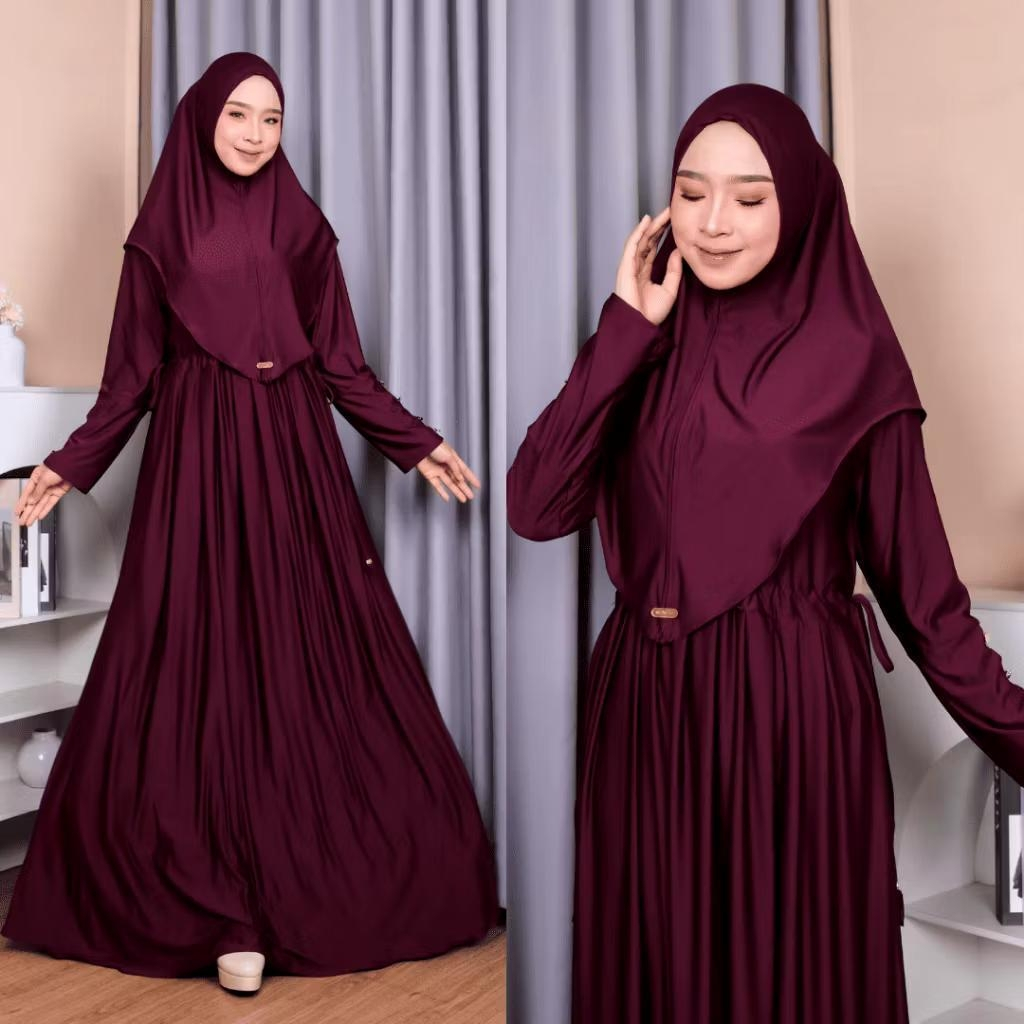 Gamis Jersey Premium Set Hijab Gamis Abaya Umroh Terbaru Polos Busui Friendly