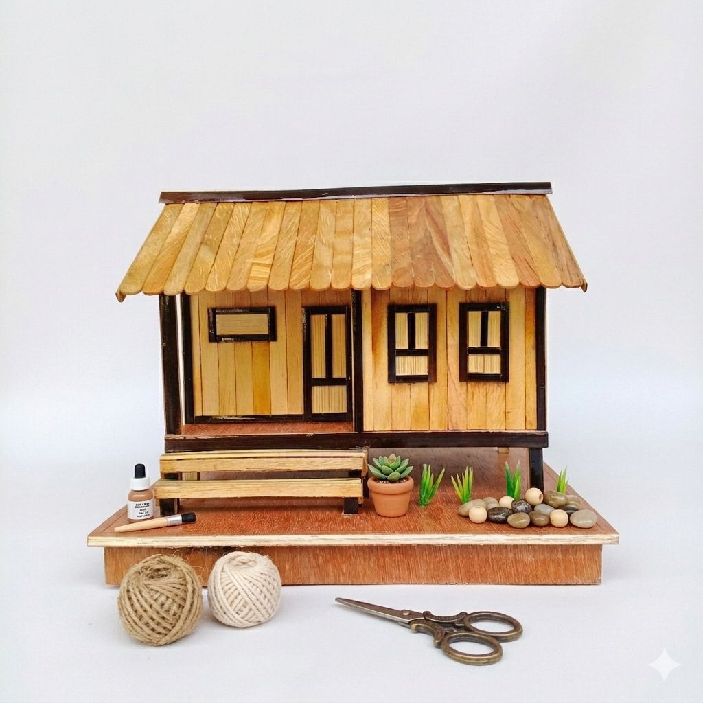 Miniatur Prakarya Rumah Adat Jolopong - Rumah Adat Khas Sunda Jawa Barat
