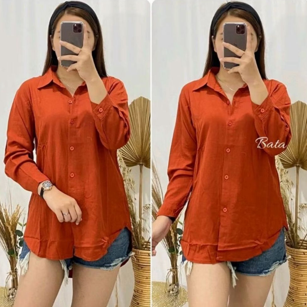 KEMEJA KATUN RAYON POLOS WANITA / KEMEJA POLOS CEWEK / ATASAN KEMEJA WANITA KATUN RAYON