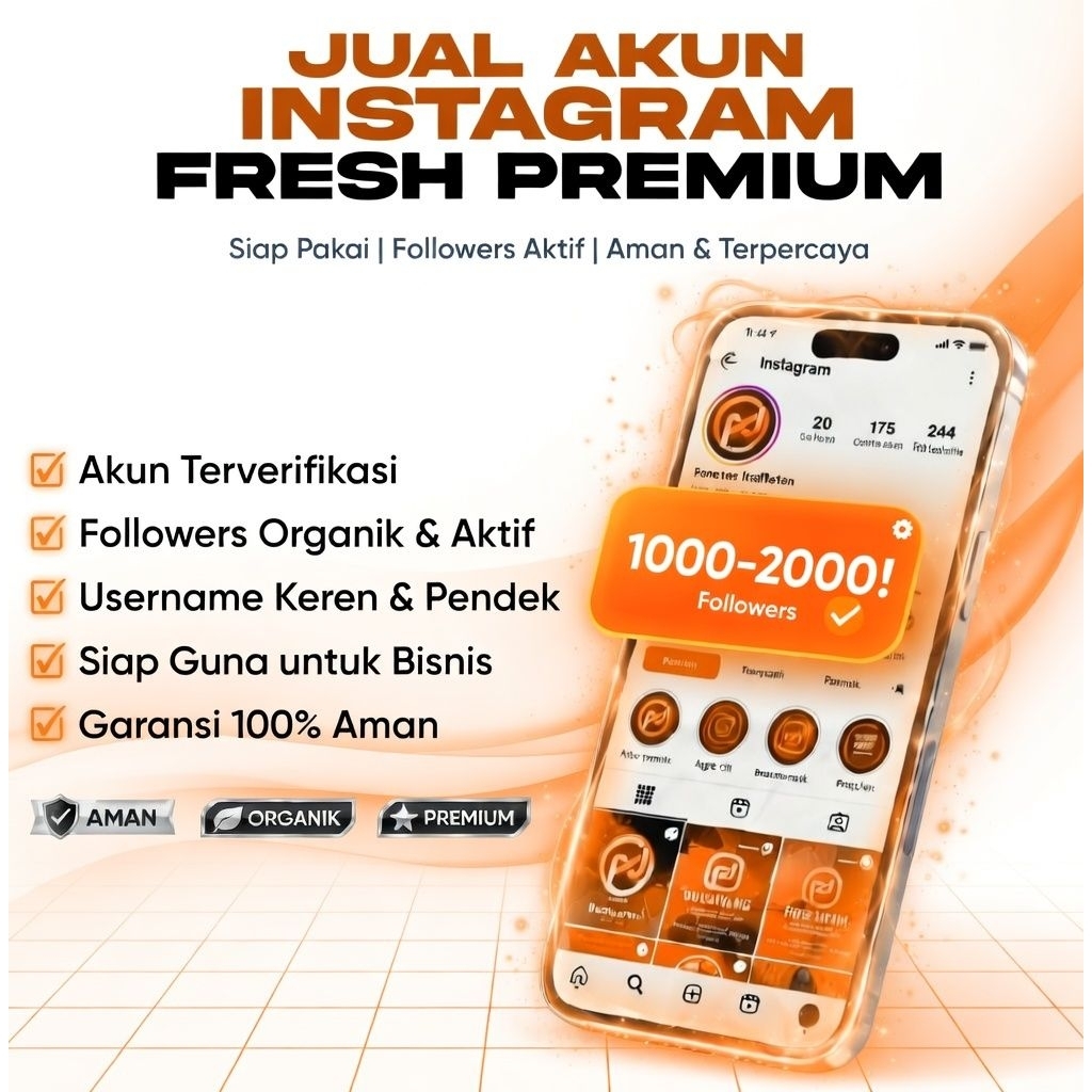 Jual akun instagram fresh - real Followers aktif -  cocok untuk olshop/pribadi ada garansi