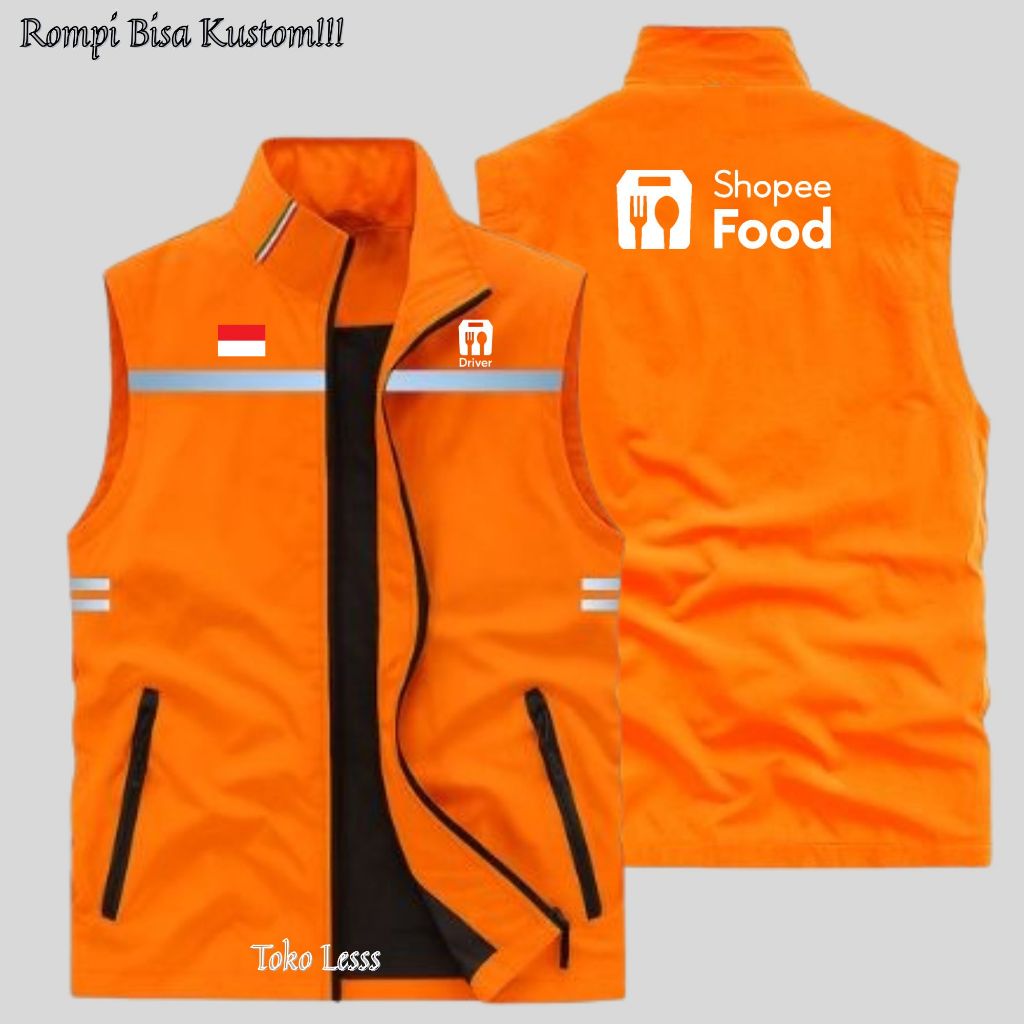 Rompi Driver Shopee Food  Rompi Driver Kurir Shopee Food Termurah, Rompi Shopee Food Vest Outdoor, R