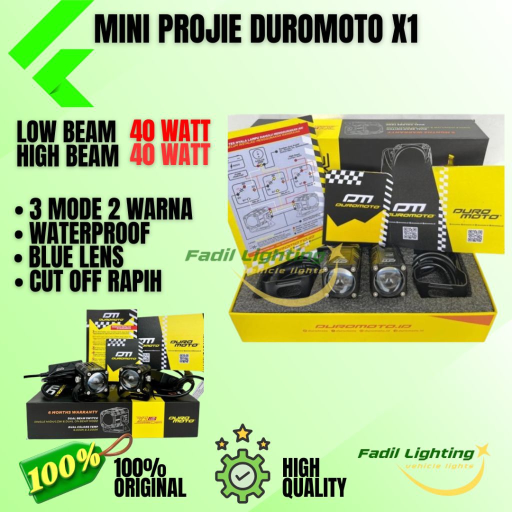 DUROMOTO Lampu Tembak X1 Duromoto 40 WATT Mini Laser X1 Duromoto Plus Kipas driver External - 2 PCS 