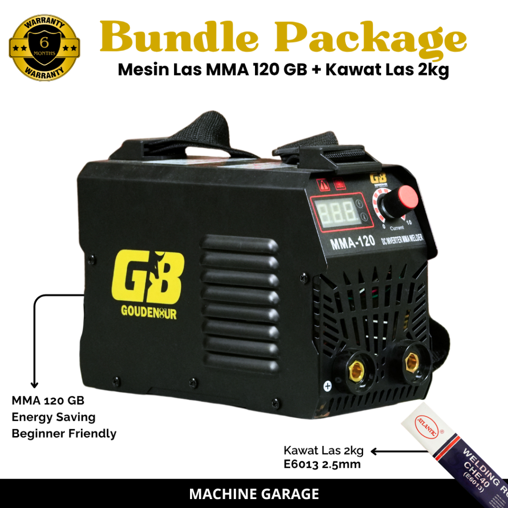 Mesin Las Inverter IGBT MMA 120A 450 Watt Premium - Paket Lengkap Siap Pakai Garansi