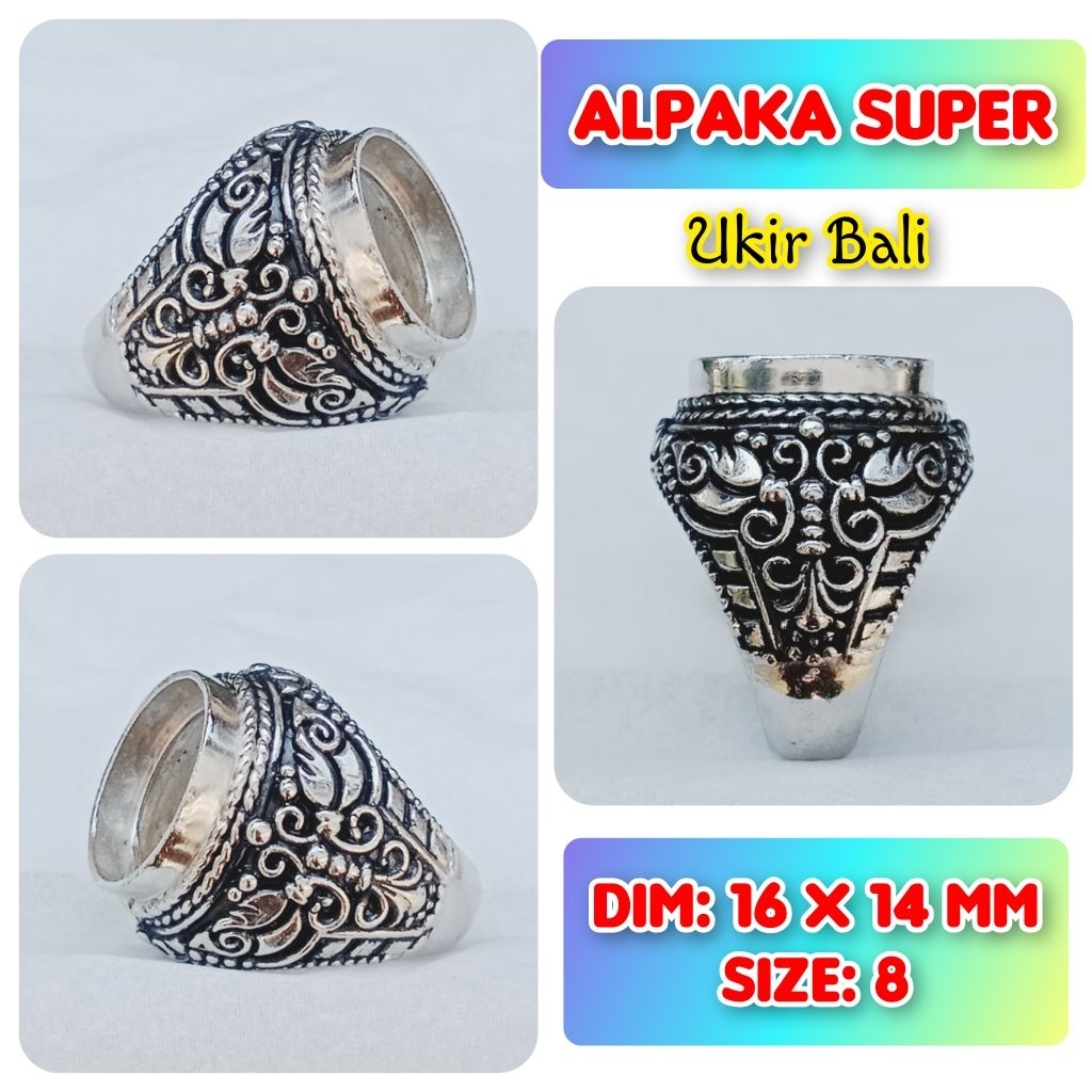 cincin emban batu akik batu permata alpaka super ukir Bali.72