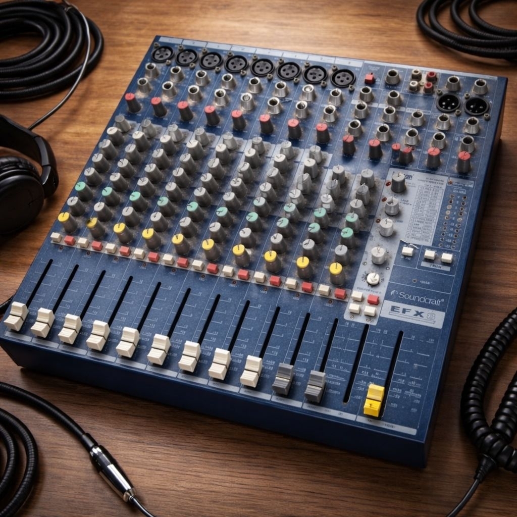 Mixer Audio Soundcraft EFX8 Original 8 Channel Mixer Sound System Studio Built-in Effects Second Neg