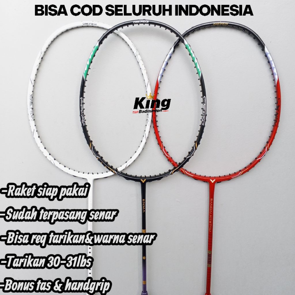Raket badminton Victor one piece Zoro 31lbs terpasang senar