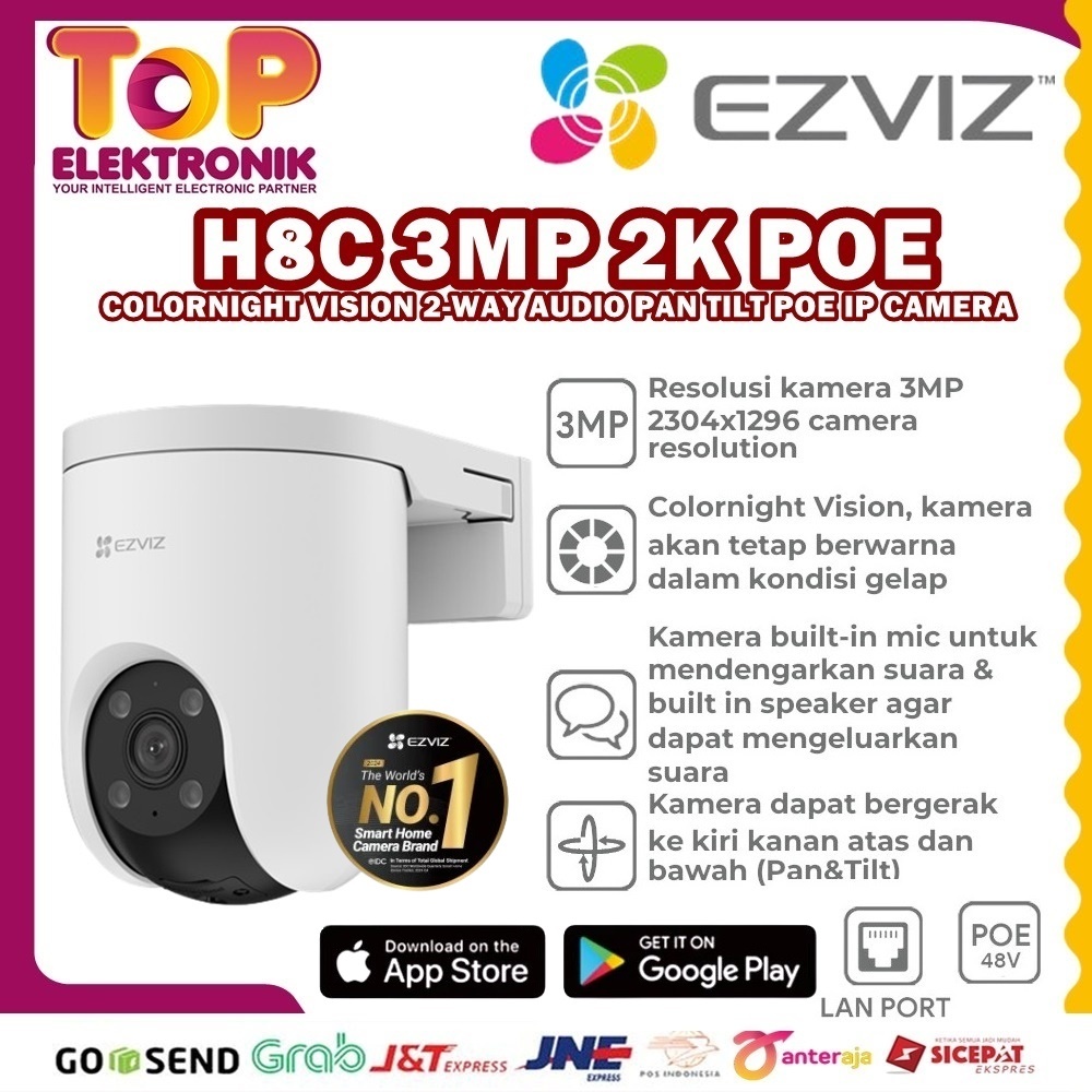H8c Poe Ezviz Poe Camera EZVIZ H8C 3MP 2K POE COLORNIGHT VISION 2-WAY AUDIO PAN