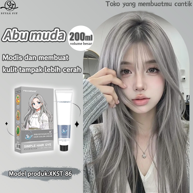 [Cerah dan stylish]FEKAGNAS abu-abu Cat rambut 200ml Memutihkan,perlu bleach(cat rambut ash grey,cat