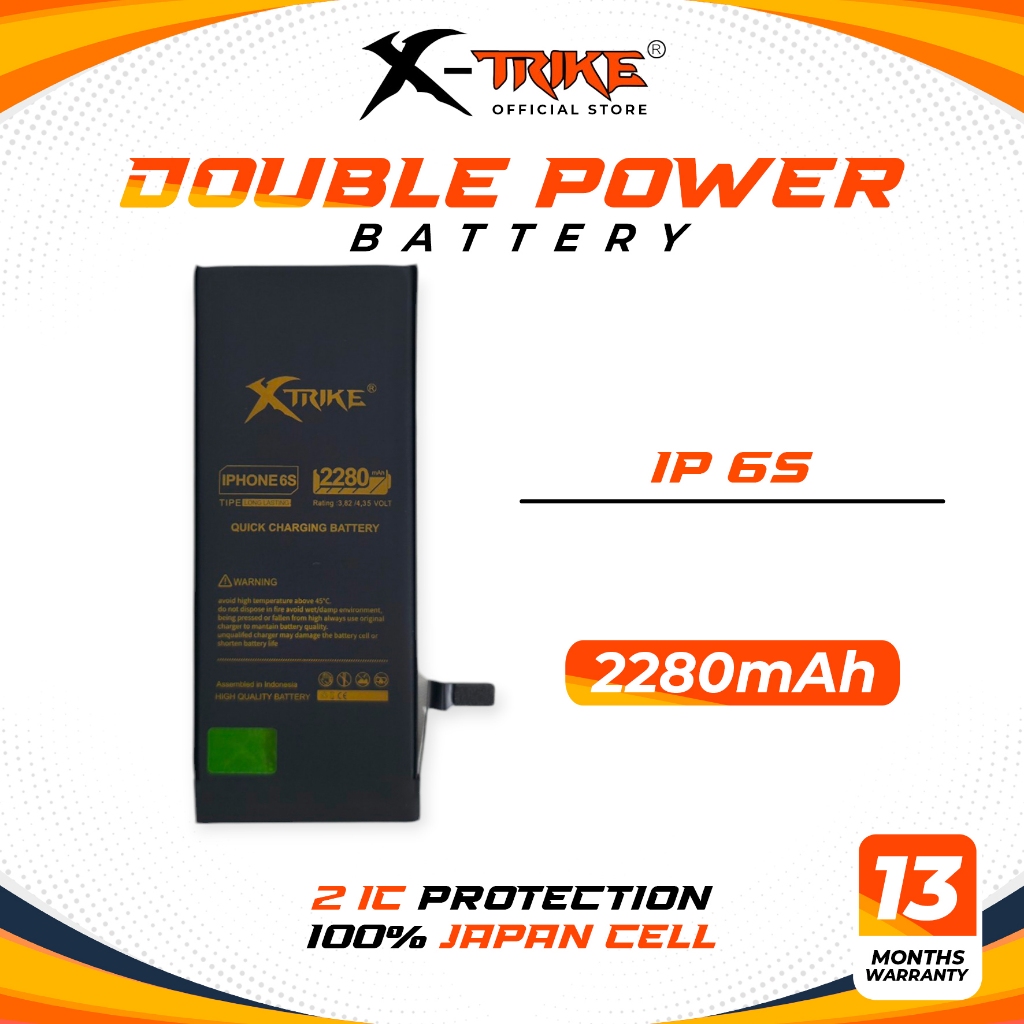 XTRIKE Baterai Double Power for Ip 6S Batre Batrai Battery Handphone HP Ori Iphone Dual Original Bat