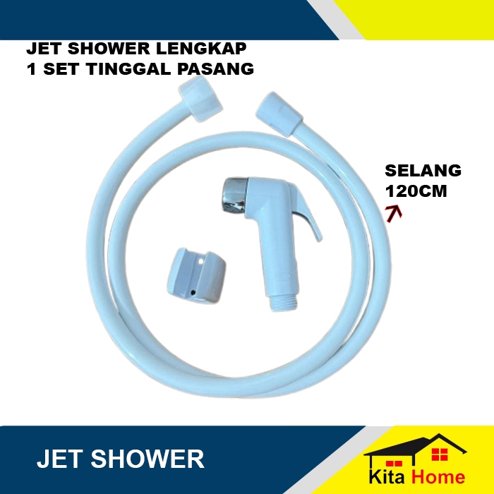 SHOWER BIDET TOILET 1 SET KOMPLIT SELANG 120 CM/ JET SHOWER BIDET TOILET PUTIH / JET SHOWER TOILET