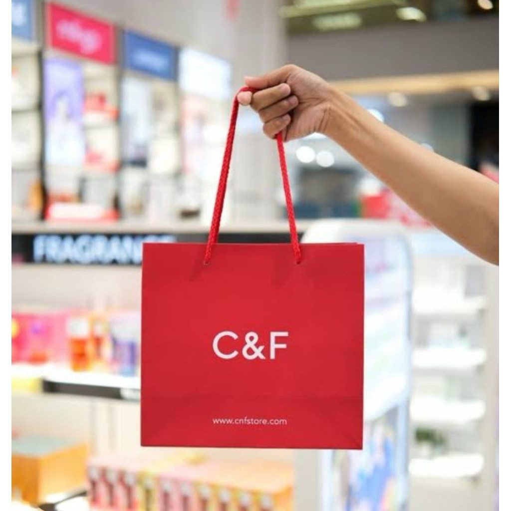 Tas Kertas C&F Ukuran Medium 20x10x24,5 Cm - Tahan Air, Desain Elegan, Cocok untuk Kado Parfum