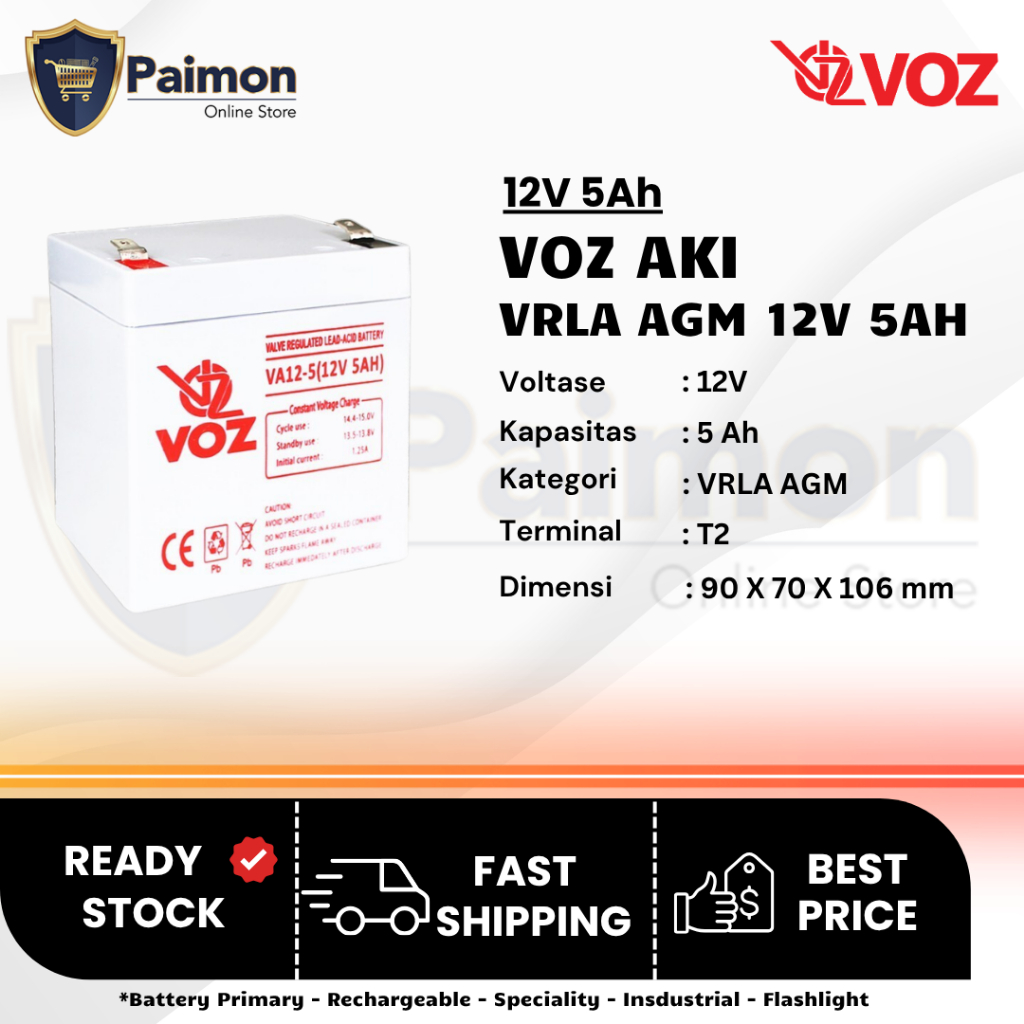Aki 12V 5 Ah VOZ Aki kering 12V 5 Ah - Aki Kering 12V 5 Ah Voz