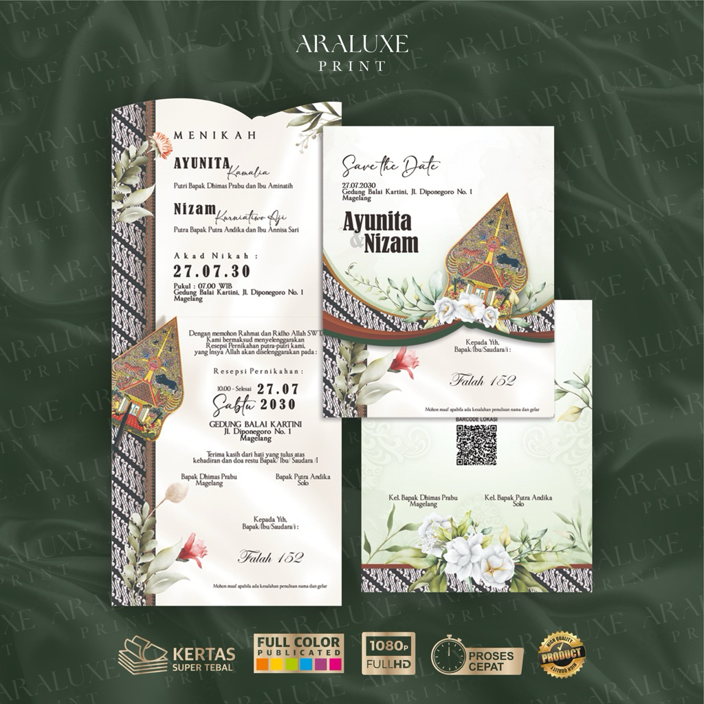 Undangan Pernikahan Undangan Khitan Lipat 2 Tema Wayang Elegan Murah