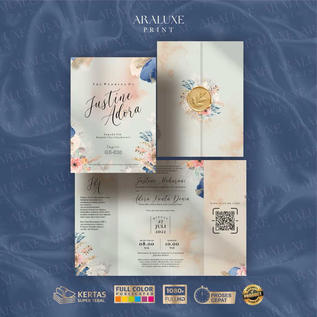 Undangan Pernikahan Lipat 3 Softcover Elegant Free Desain Plastik Label Foto