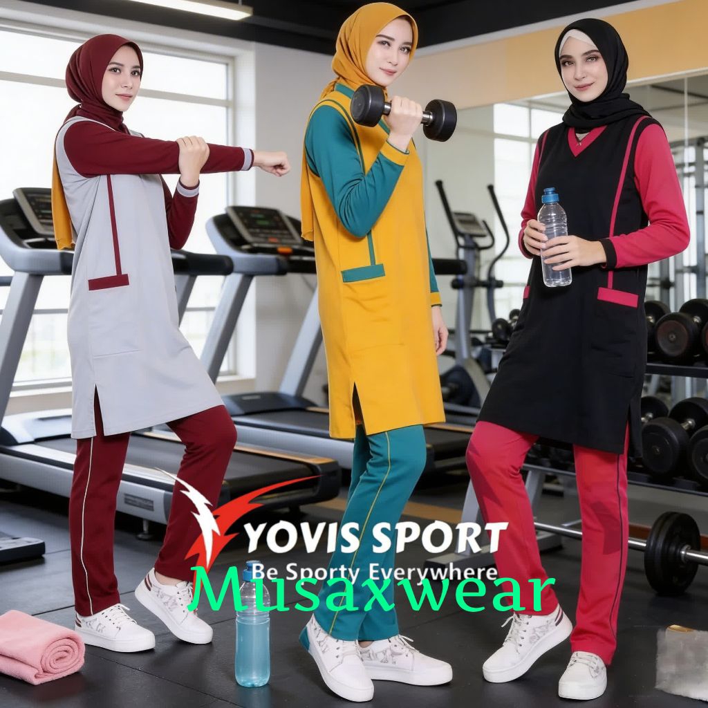 Stelan Baju Senam Olahraga Wanita Muslimah Original/Baju Senam Aerobik Wanita/Stelan Training Wanita